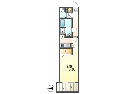 BRANCHE金山(ワンルーム/1階)の間取り写真