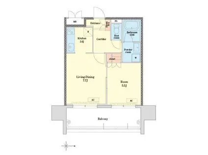 RJRプレシア博多(1LDK/8階)の間取り写真