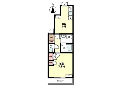 サンガーデンII(1DK/1階)の間取り写真