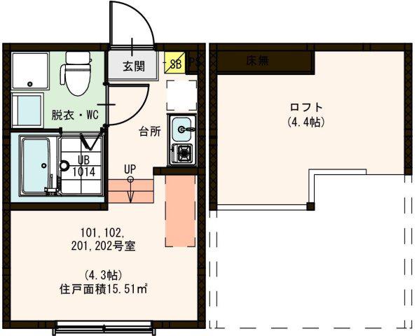 SKY LAND III(ワンルーム/2階)の間取り写真