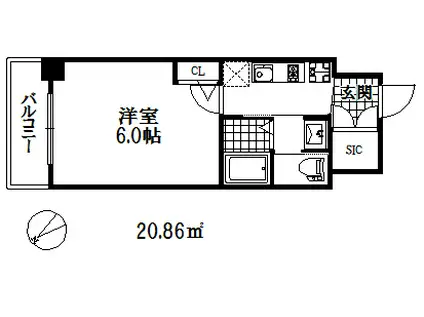 エステムコート神戸元町2リザーブ(1K/5階)の間取り写真