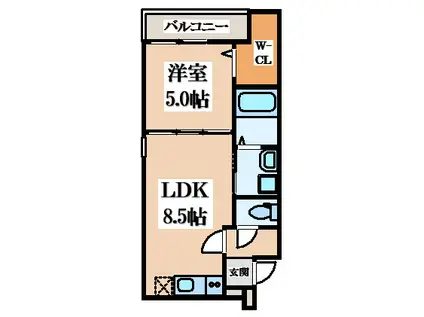 フジパレス花園中央公園南I番館(1LDK/3階)の間取り写真