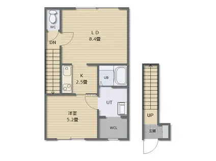 MIHARA FLATS(1LDK/2階)の間取り写真