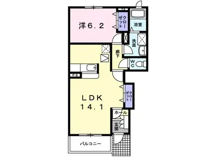 ポラリス(1LDK/1階)の間取り写真