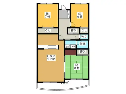 桜エステート(3LDK/1階)の間取り写真