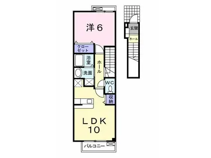 イーストS(1LDK/2階)の間取り写真