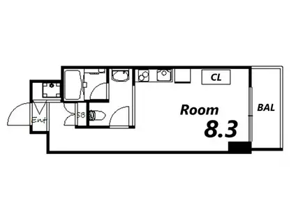 VISTA GRANDE東灘(1K/2階)の間取り写真