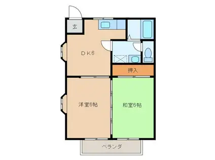 コーポラスリバティ(2DK/2階)の間取り写真