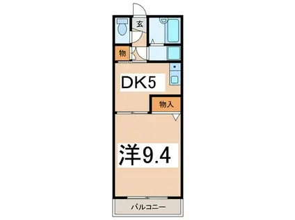 サンライズ河野(1DK/2階)の間取り写真