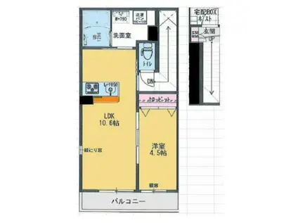 アビオン西国(1LDK/2階)の間取り写真