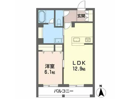 ラピス連坊(1LDK/2階)の間取り写真
