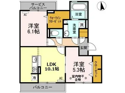 グランドゥール シャルマン(2LDK/3階)の間取り写真