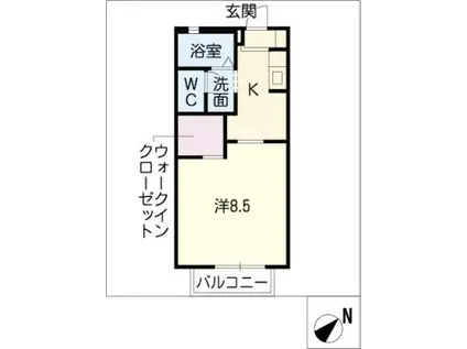 グレイス泰山A(1K/2階)の間取り写真