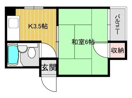 グレースハイツ 城南(1K/1階)の間取り写真