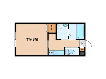 ビエナタウンA棟(1K/2階)の間取り写真