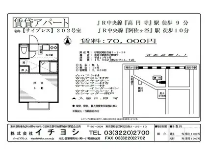 サイプレス(1K/2階)の間取り写真