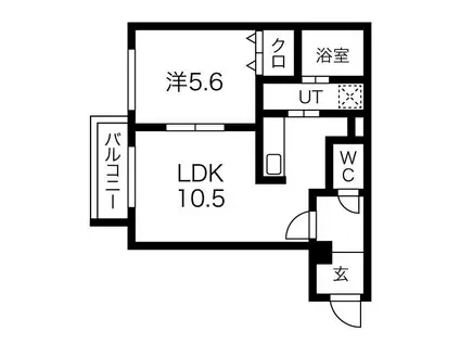 エムズ北郷(1LDK/3階)の間取り写真