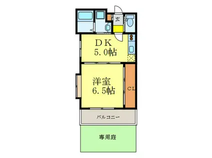 クリスタルコート江坂(1DK/1階)の間取り写真