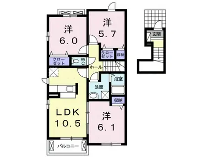 フォルシュ植松(3LDK/2階)の間取り写真