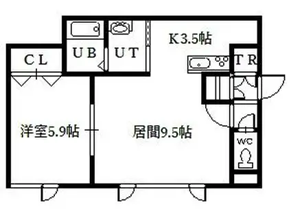 ラ・トゥール(1LDK/2階)の間取り写真