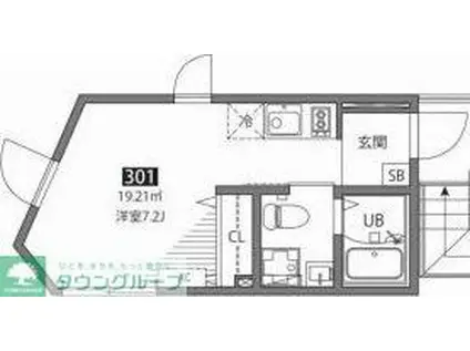 千歳烏山ヴィレッジC(ワンルーム/2階)の間取り写真