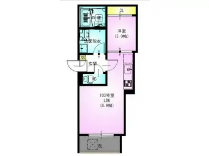 REGALEST SETON(1LDK/1階)の間取り写真