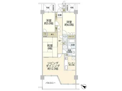 コンセール弥生台(3LDK/3階)の間取り写真