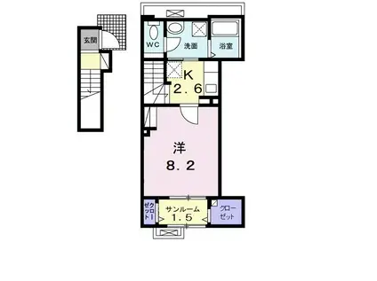 ディリジェント エイト(1K/2階)の間取り写真