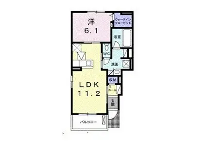 ソレアード・ピソ(1LDK/1階)の間取り写真