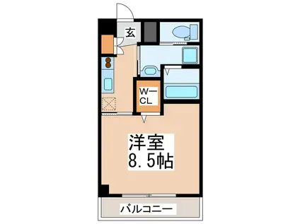 フェリーチェ新水前寺(1K/9階)の間取り写真