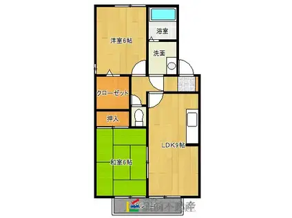 セジュール・アヴニールB棟(2LDK/2階)の間取り写真