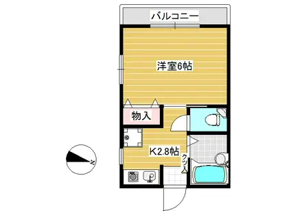 クレッシェンド目黒(1K/2階)の間取り写真