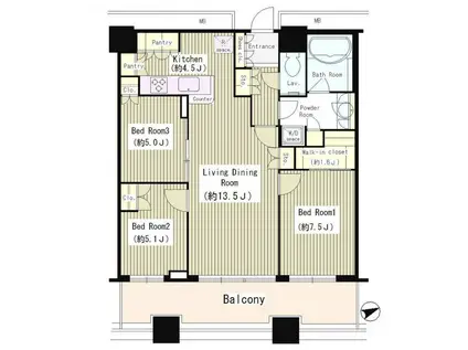 芝浦アイランド ケープタワー(3LDK/35階)の間取り写真