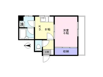 グランドヒル キクヤ(1K/4階)の間取り写真