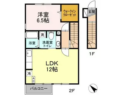 セジュール武蔵(1LDK/2階)の間取り写真