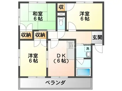 ヴィラ東山 B(3DK/2階)の間取り写真