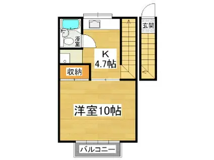 アンサンブル榑木A(1K/1階)の間取り写真