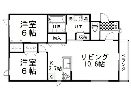 EVER LASTING SEPTIMO(2LDK/1階)の間取り写真