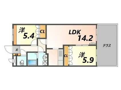 プロニティハウス(2LDK/1階)の間取り写真