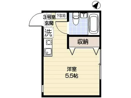 ローレルハイツ(ワンルーム/1階)の間取り写真