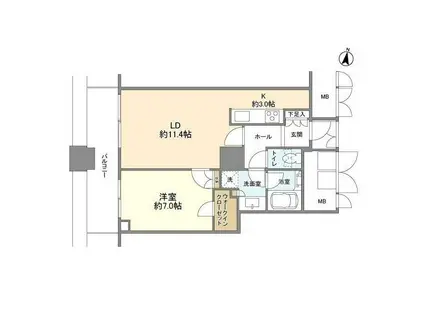 ヴィナシス金町タワーレジデンス(1LDK/6階)の間取り写真