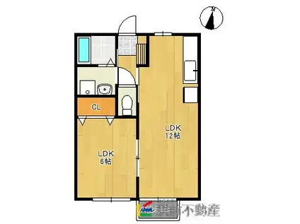 ロイヤルステージタウン三田川(1LDK/2階)の間取り写真