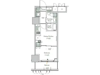 ONE ROOF RESIDENCE NISHI NIPPORI(1DK/12階)の間取り写真