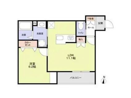 PRUNIER(1LDK/2階)の間取り写真