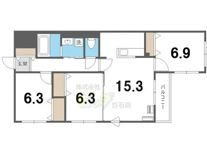 EN 本通17(3LDK/1階)の間取り写真