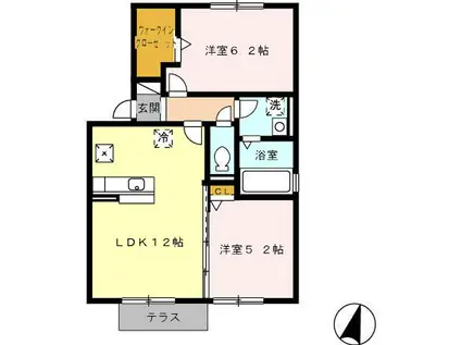 セジュールKII(2LDK/1階)の間取り写真