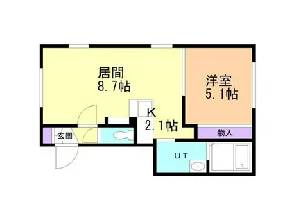 ひばりが丘ハウスB(1LDK/2階)の間取り写真