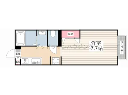 フローラ A棟(1K/1階)の間取り写真