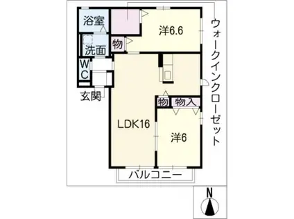 シャトレ(2LDK/1階)の間取り写真