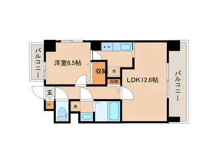 サンヴァーリオ新田駅前I(1LDK/7階)の間取り写真